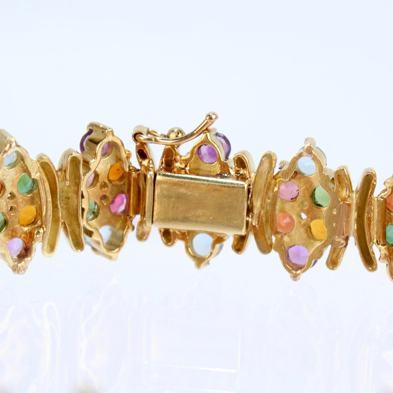 Women's H. Stern 18 Karat Gold and Multi-Color Gemstone Fancy Link Bracelet