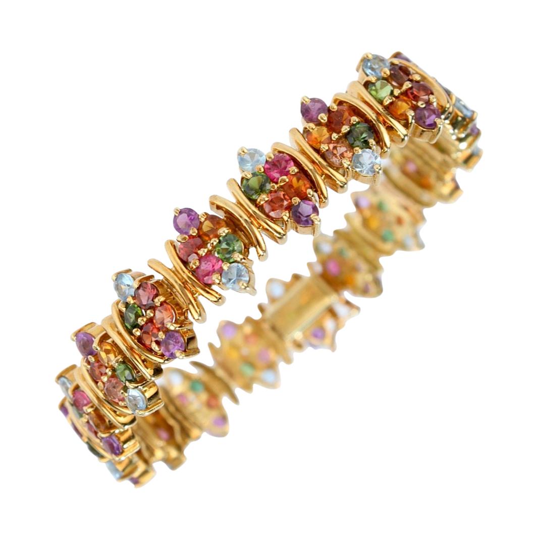 H. Stern 18 Karat Gold and Multi-Color Gemstone Fancy Link Bracelet