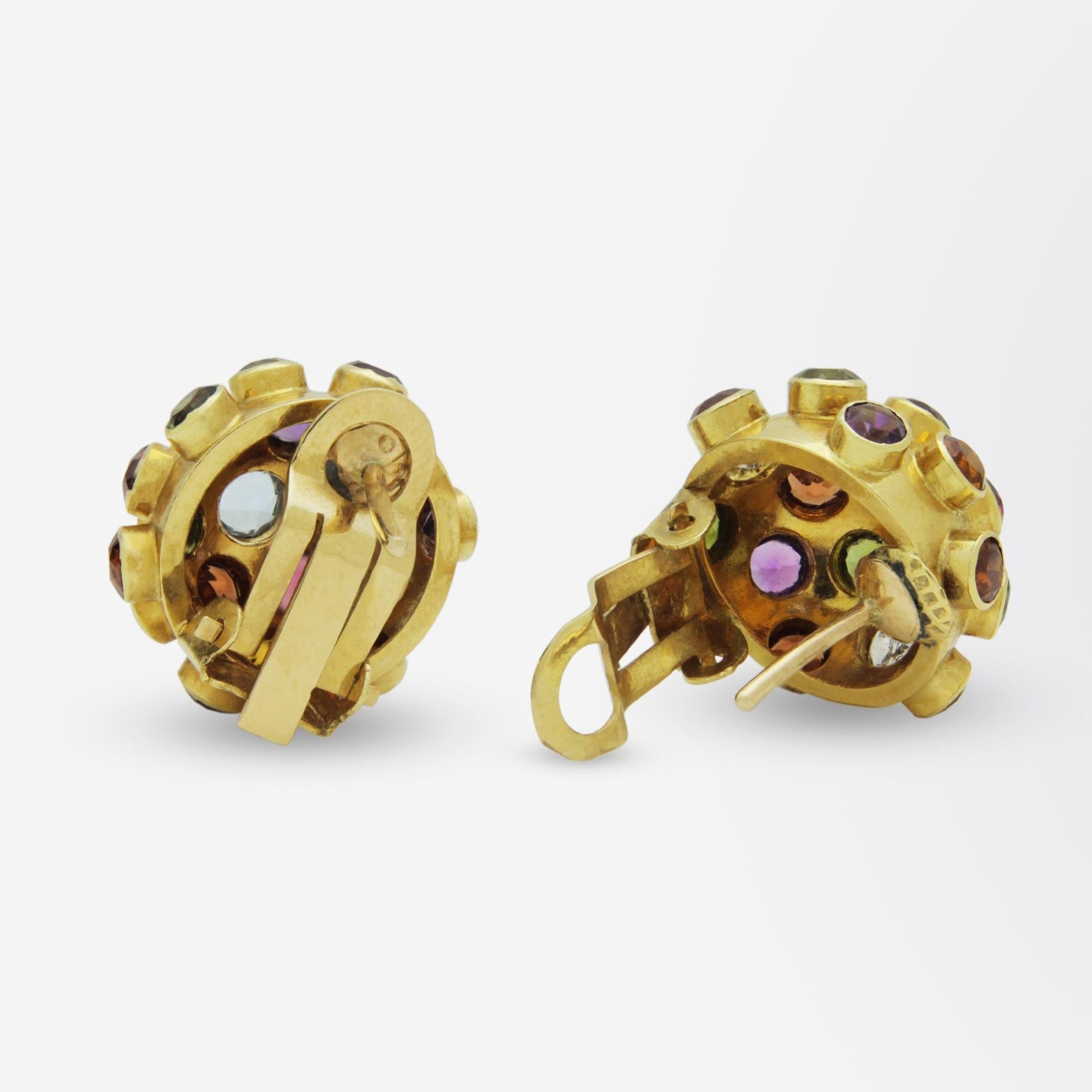 Retro H. Stern, 18 Karat Gold, Semi Precious Stone Sputnik Earrings