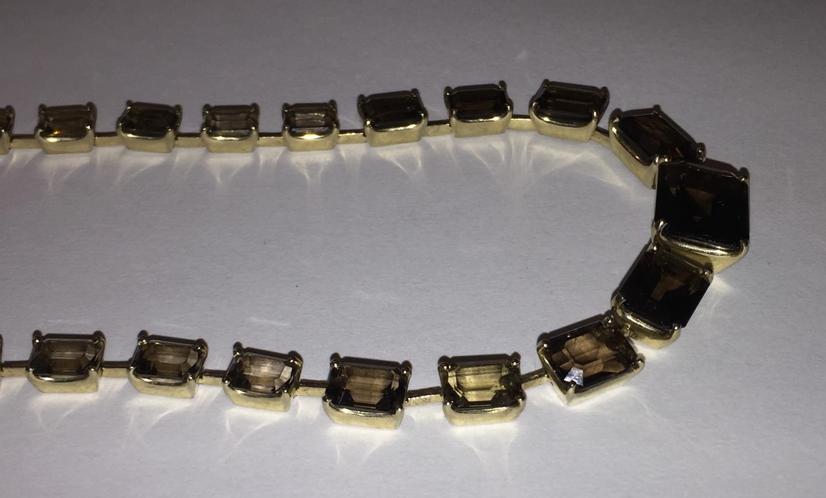 Contemporary H Stern 18 Karat Smoky Quartz Emerald Cut Eternity Necklace For Sale