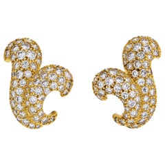H. Stern 18 Karat Yellow Gold 4.75 Carat Pave Diamond Earrings