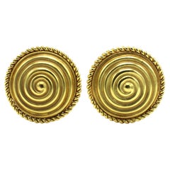 H. Stern 18 Karat Yellow Gold Circle Swirl Earrings