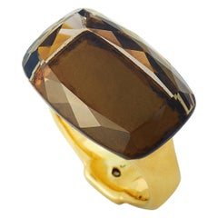 H. Stern 18 Karat Yellow Gold Diamond and Smoky Quartz Ring