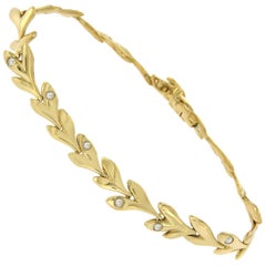 H. Stern 18 Karat Yellow Gold with Rose Cut Diamonds Leaf Bracelet