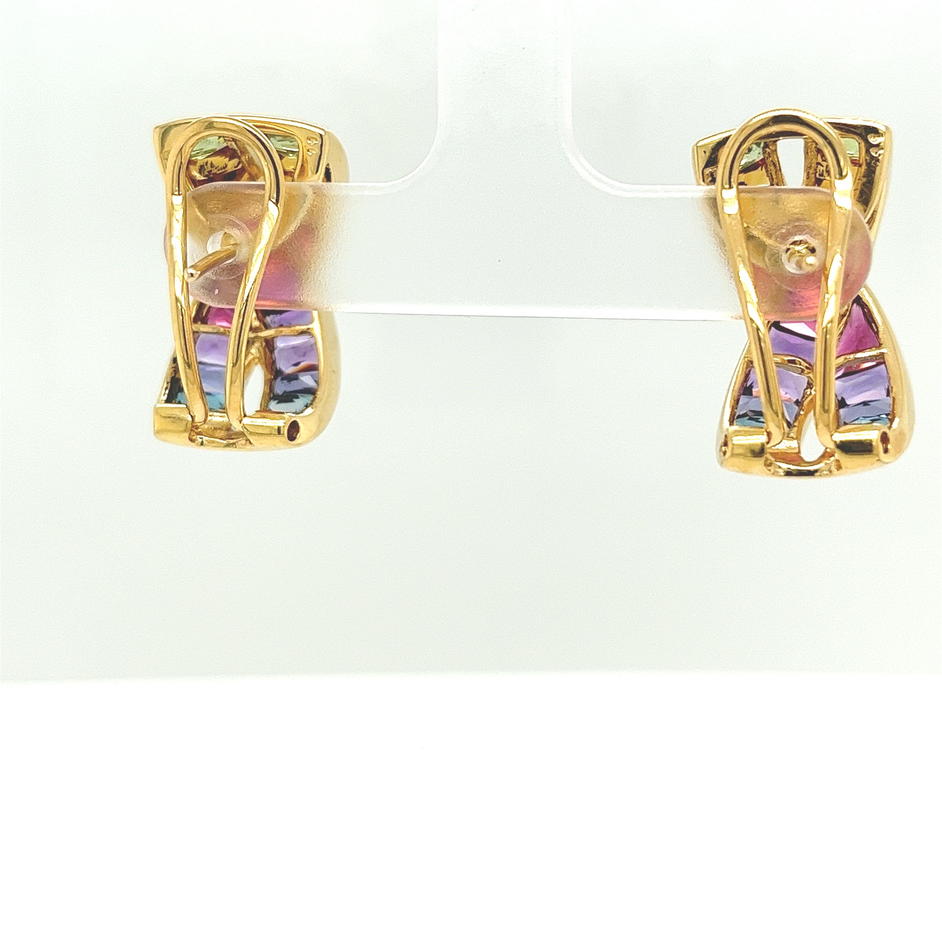 H. Stern 18ct Yellow Gold Rainbow Earrings Set With 36 Multicolour Sapphires 6