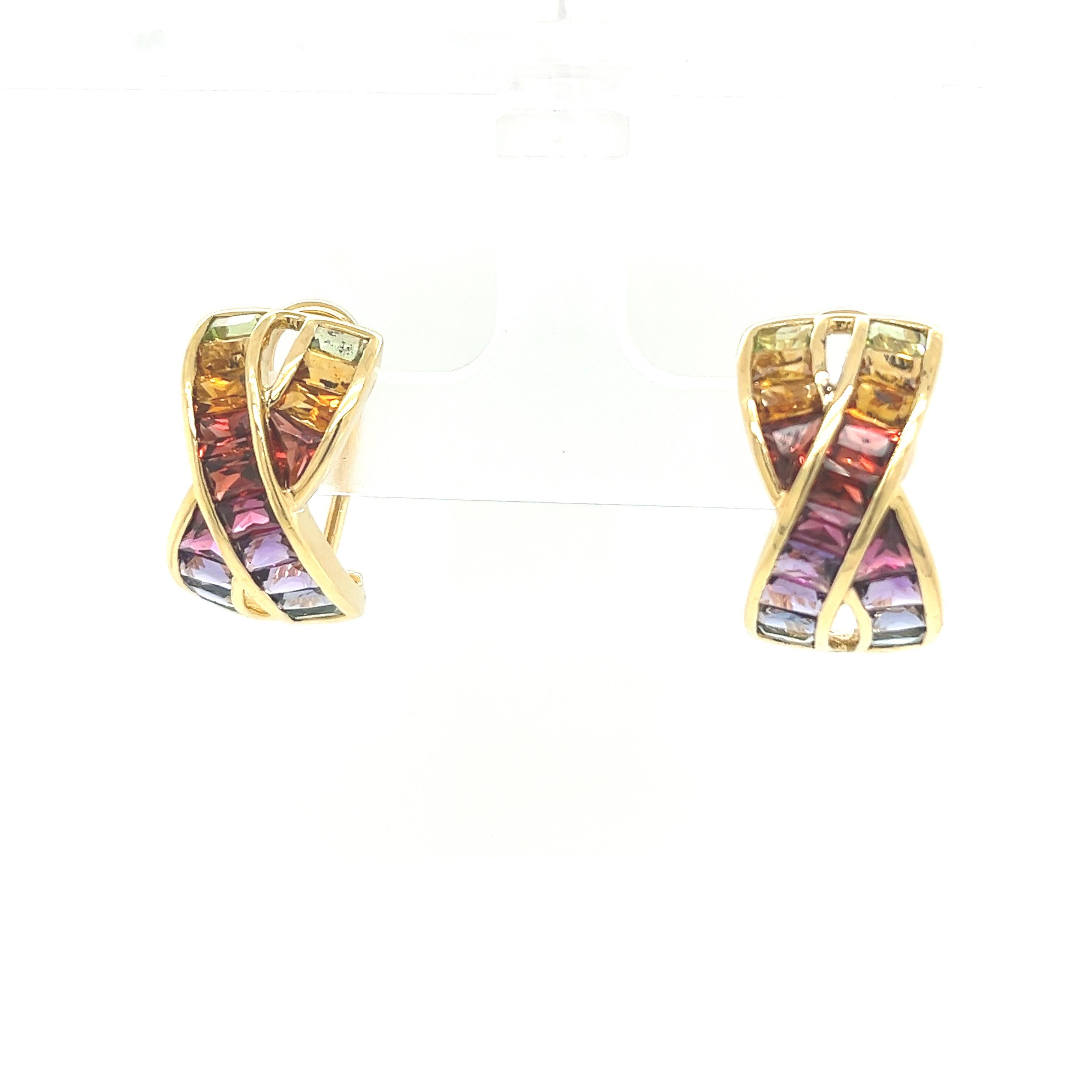 H. Stern 18ct Yellow Gold Rainbow Earrings Set With 36 Multicolour Sapphires 8