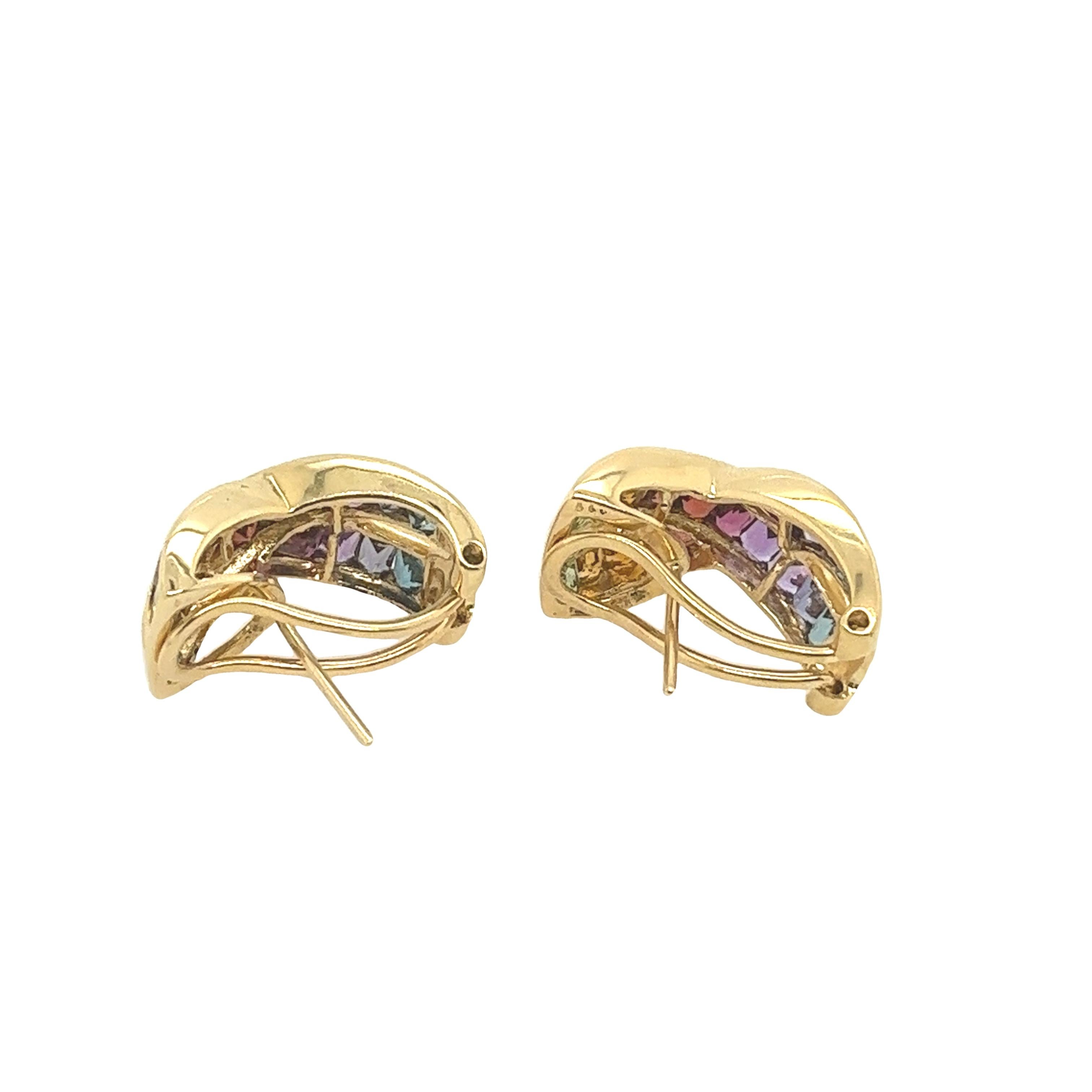 H. Stern 18ct Yellow Gold Rainbow Earrings Set With 36 Multicolour Sapphires In Excellent Condition In London, GB