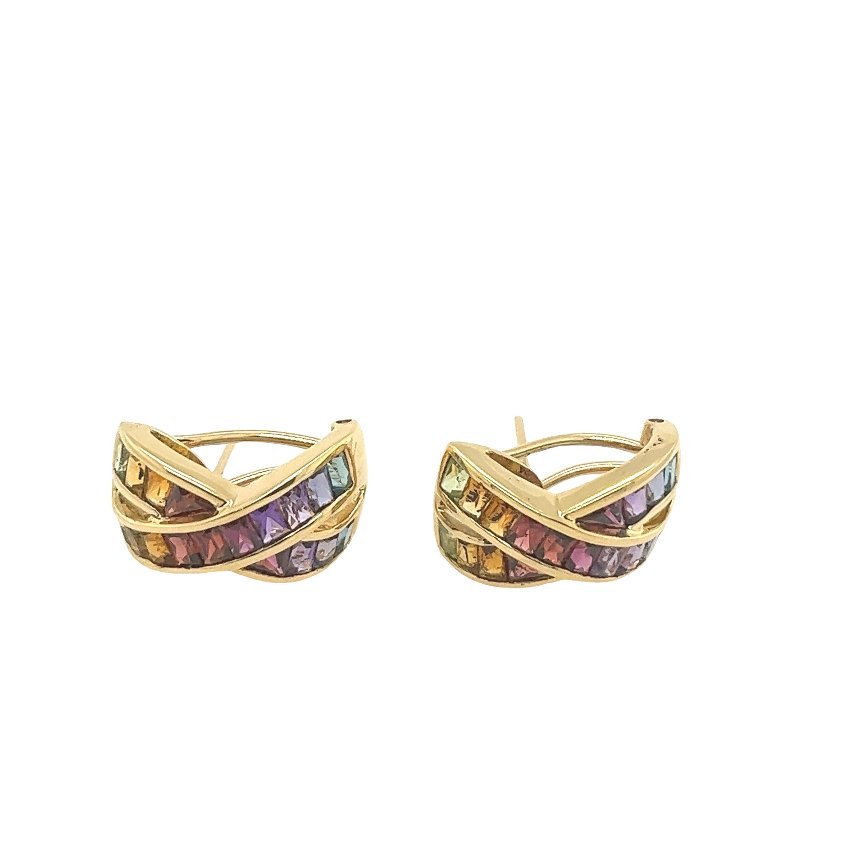 H. Stern 18ct Yellow Gold Rainbow Earrings Set With 36 Multicolour Sapphires 3