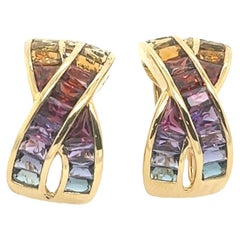H. Stern 18ct Yellow Gold Rainbow Earrings Set With 36 Multicolour Sapphires