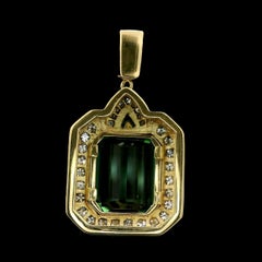 H. Stern 18k Gold 13,10ctw Smaragdschliff Grüner Turmalin Diamant Enhancer Anhänger