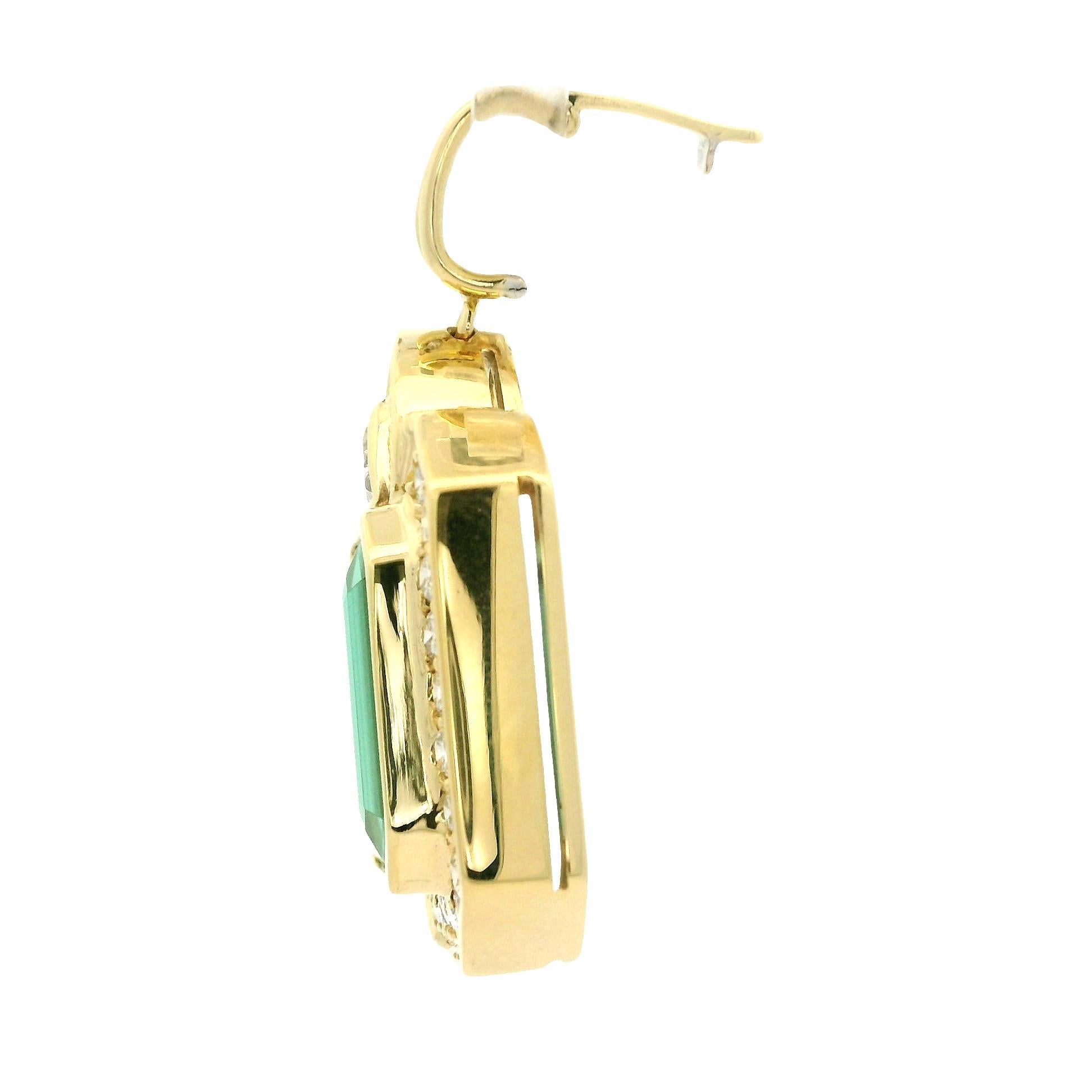H. Stern Pendentif en or 18k 13.10ctw Emerald Cut Green Tourmaline Diamond Enhancer Excellent état - En vente à Montclair, NJ