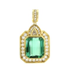 H. Stern Pendentif en or 18k 13.10ctw Emerald Cut Green Tourmaline Diamond Enhancer