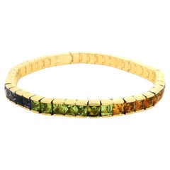 H. Stern 18K Gold Brazilian Rainbow Gemstone Line Bracelet, 27.6 Carats, 1990s
