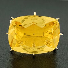H. Stern 18k Gold Cushion Citrine Solitaire 7 Diamond Sunrise Cocktail Ring
