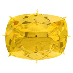 H. Stern 18k Gold Cushion Citrine Solitaire 7 Diamond Sunrise Cocktail Ring