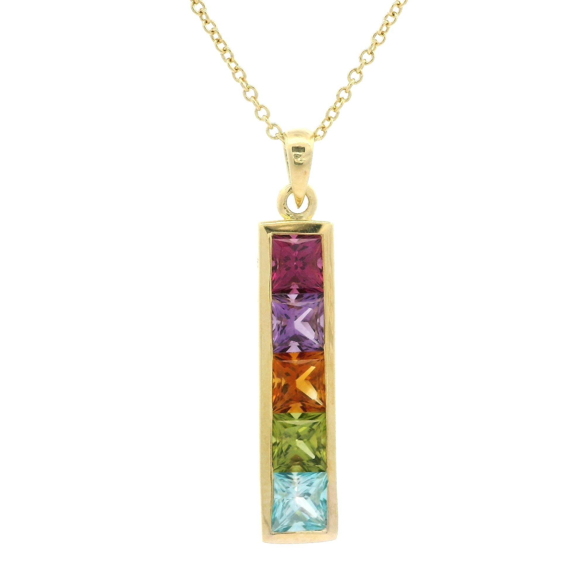 De las mujeres H. Stern Collar Colgante Barra Oro 18k Granate Amatista Citrino Peridoto Topacio en venta