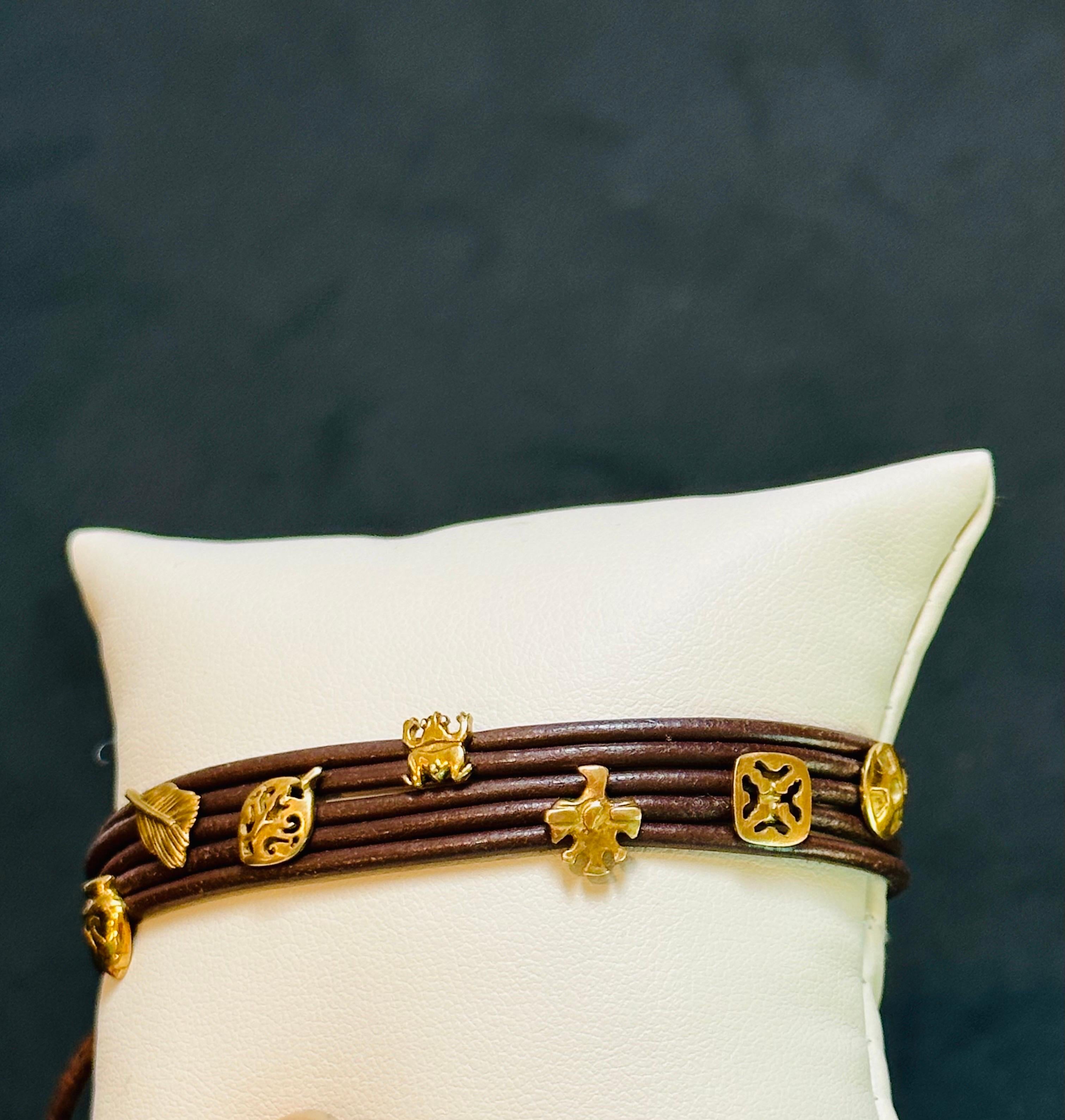 H. Stern 18k Gold Leather Wrap Bracelet Purangaw Collection 6