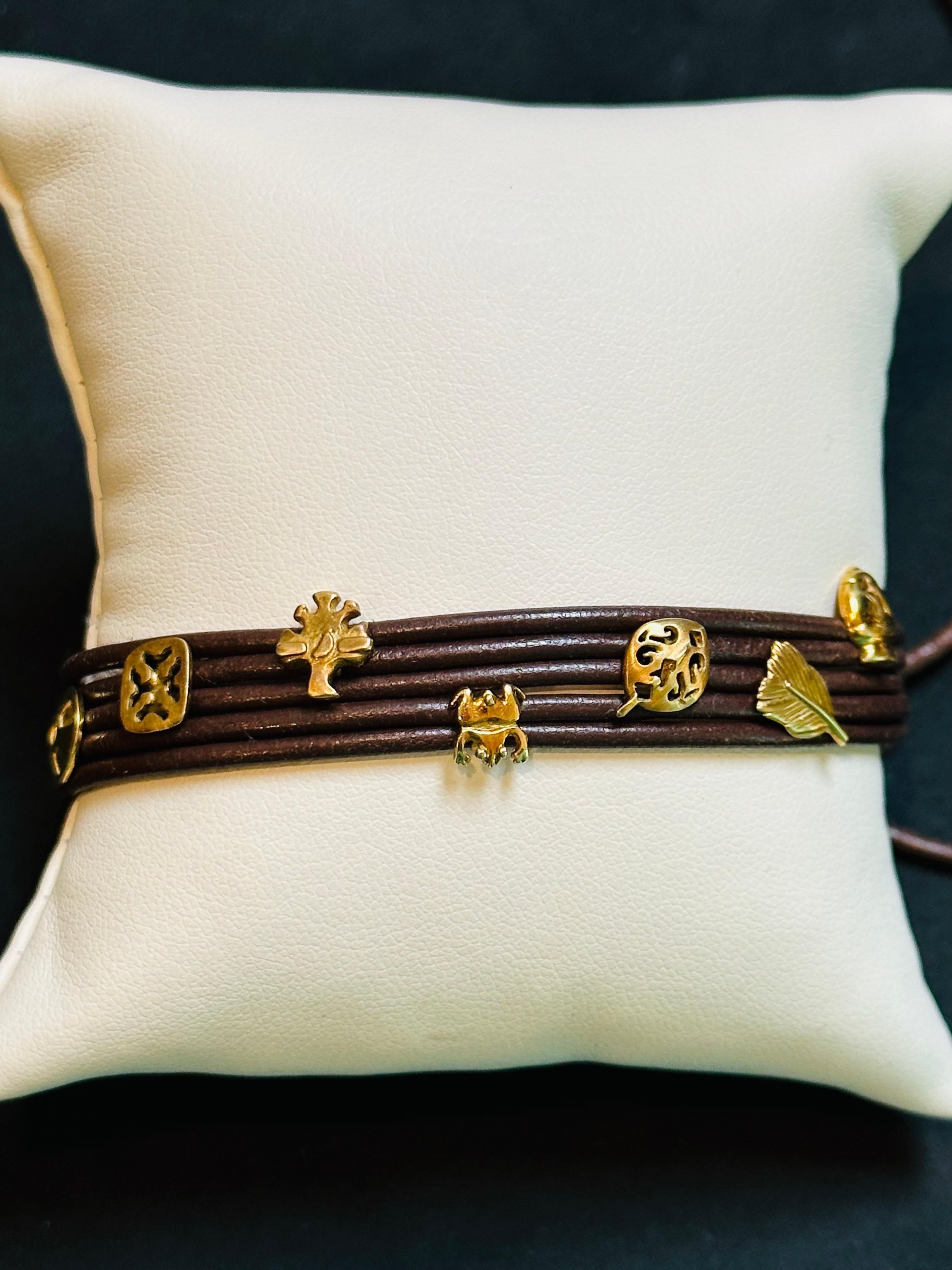 H. Stern 18k Gold Leather Wrap Bracelet Purangaw Collection 7