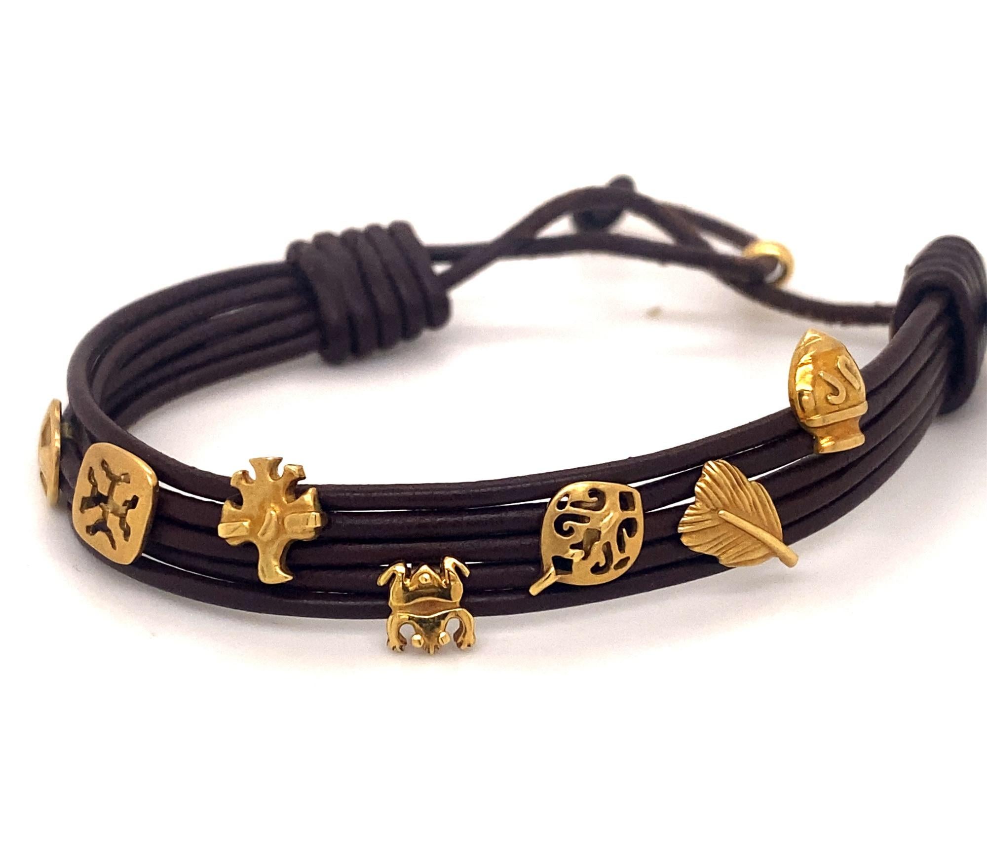 H. Stern 18 Karat Gold Leder-Wickelarmband Purangaw Kollektion im Zustand „Hervorragend“ im Angebot in Woodland Hills, CA