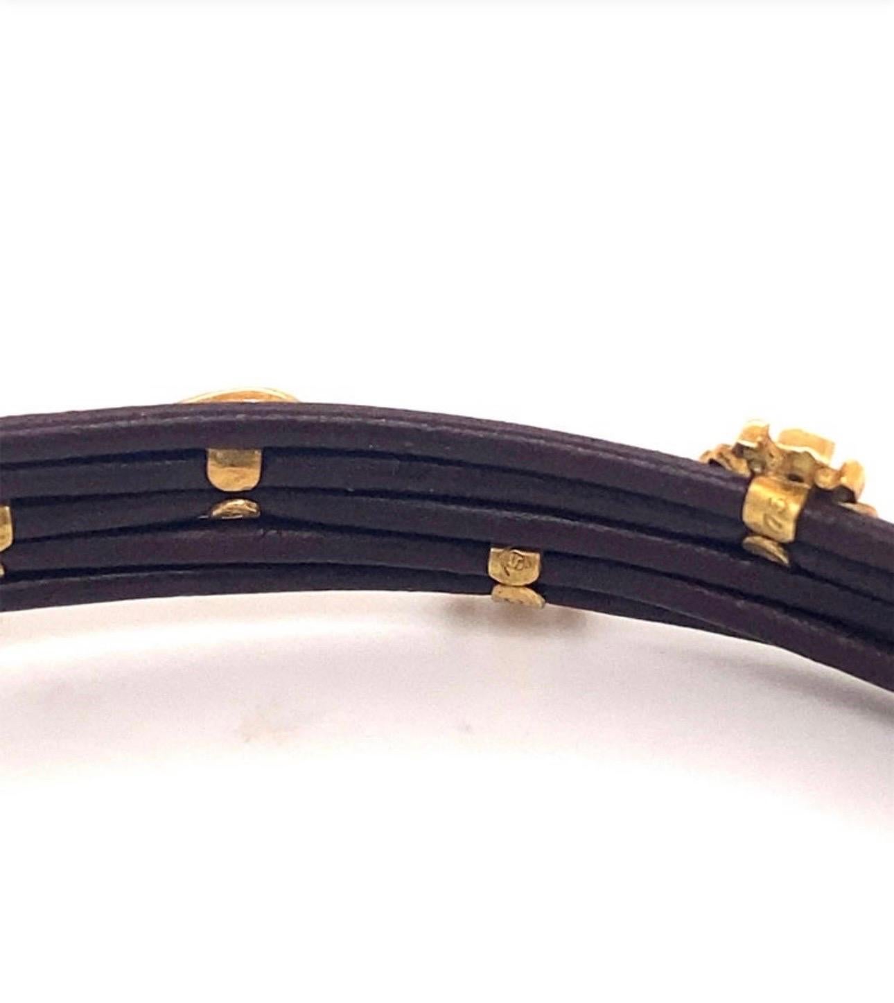 H. Stern 18k Gold Leather Wrap Bracelet Purangaw Collection 1