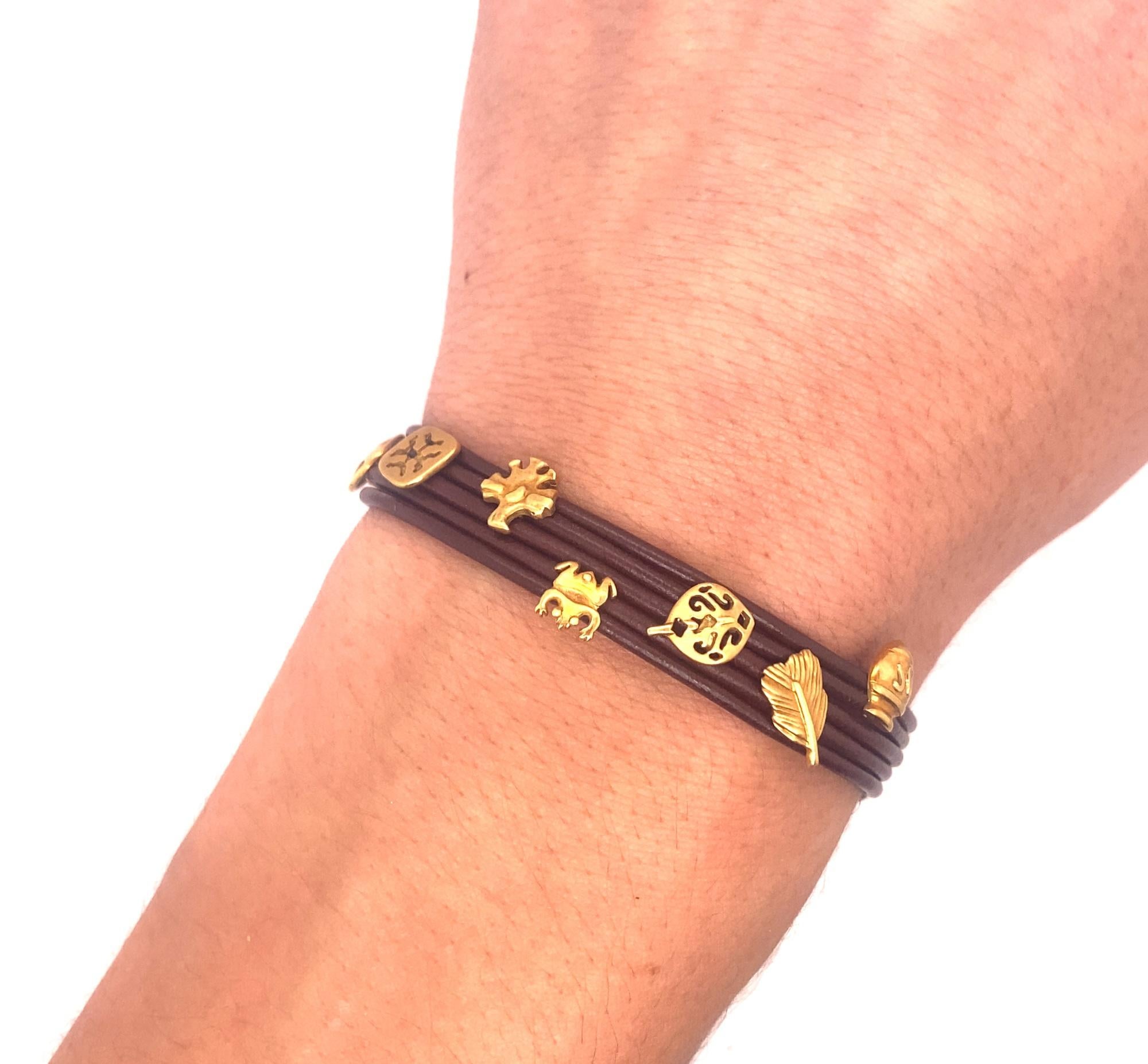 H. Stern 18 Karat Gold Leder-Wickelarmband Purangaw Kollektion im Angebot 1