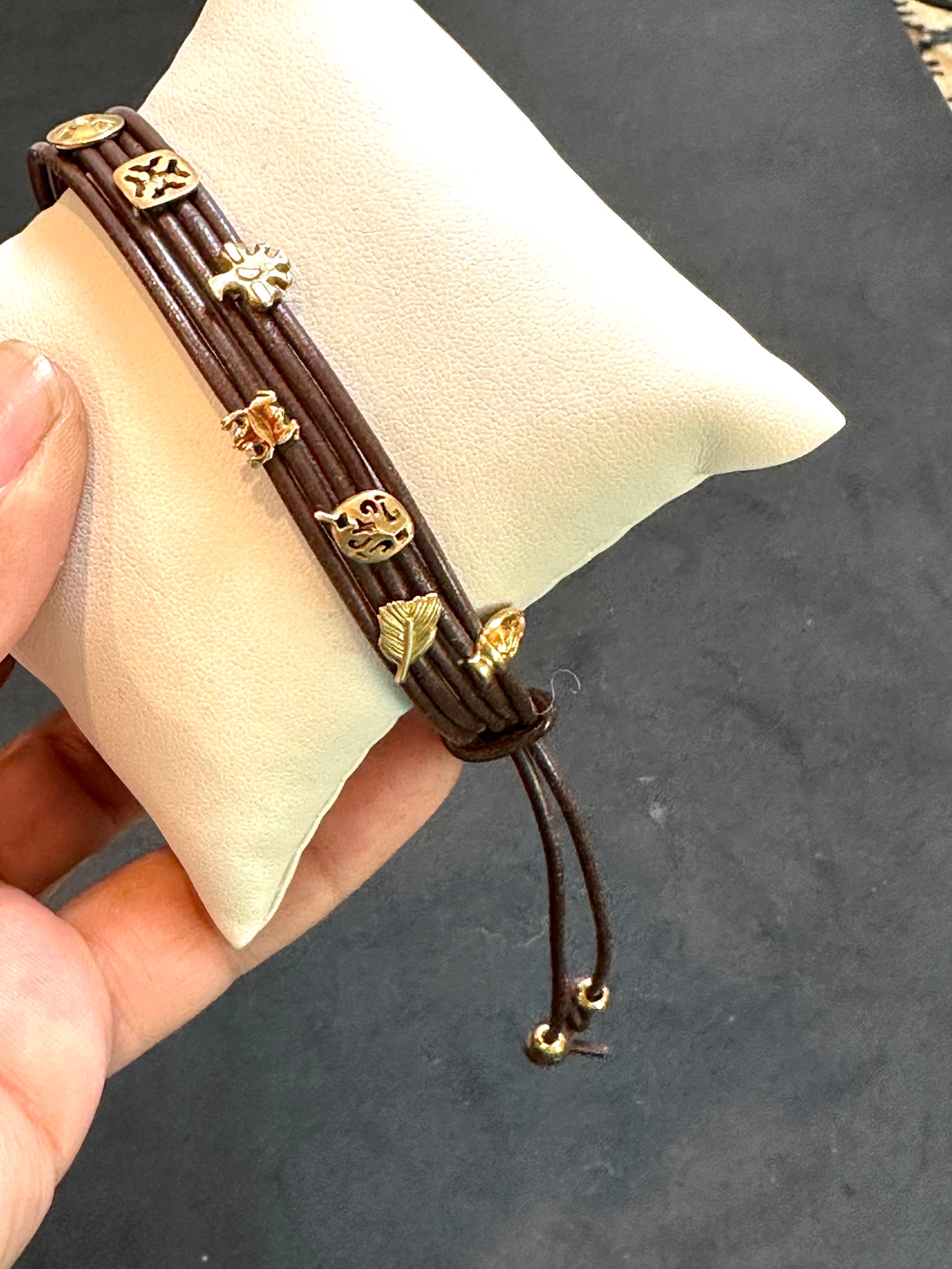 H. Stern 18k Gold Leather Wrap Bracelet Purangaw Collection 3
