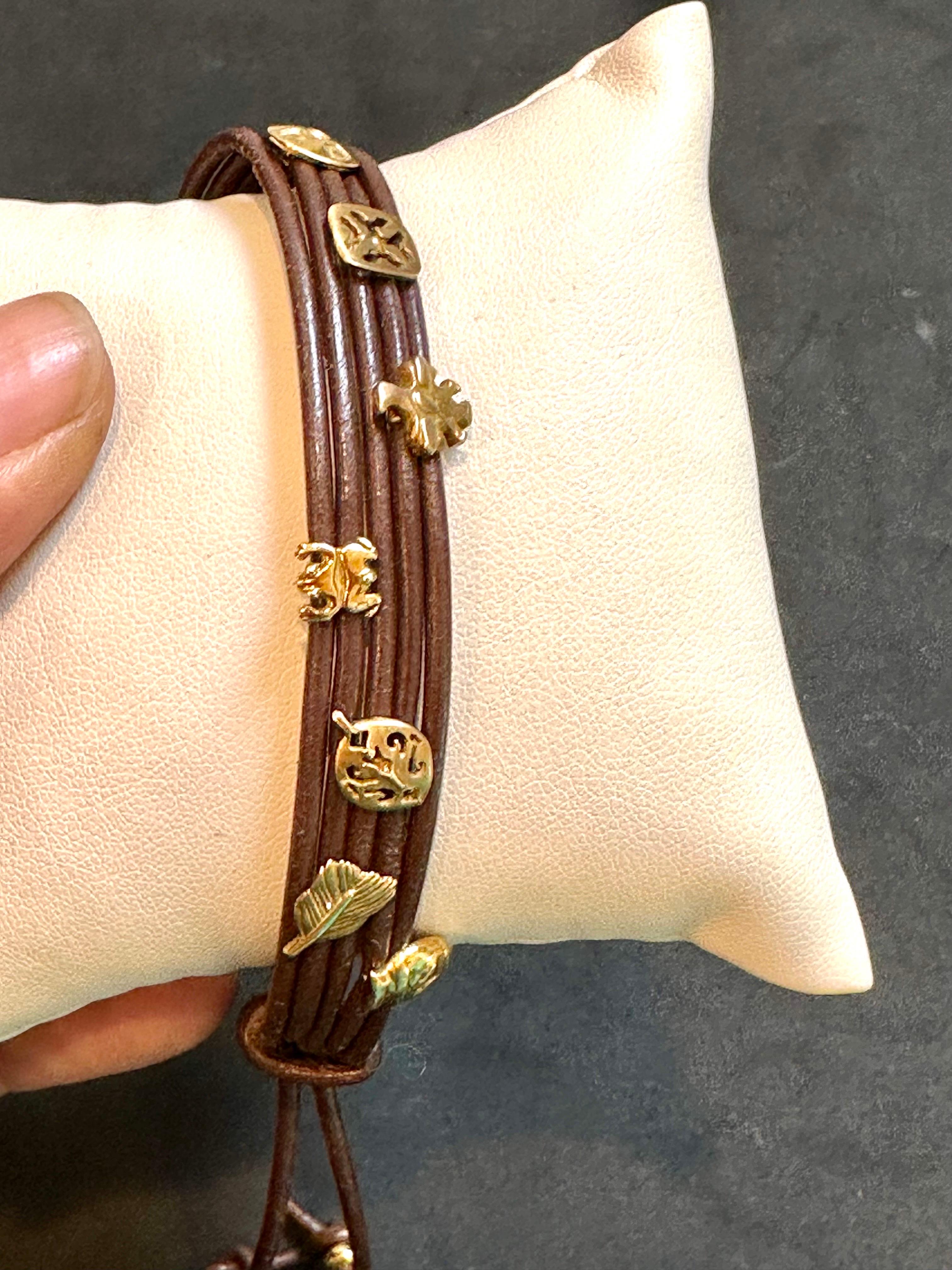 H. Stern 18k Gold Leather Wrap Bracelet Purangaw Collection 4