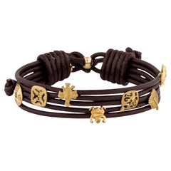 H. Stern 18 Karat Gold Leder-Wickelarmband Purangaw Kollektion