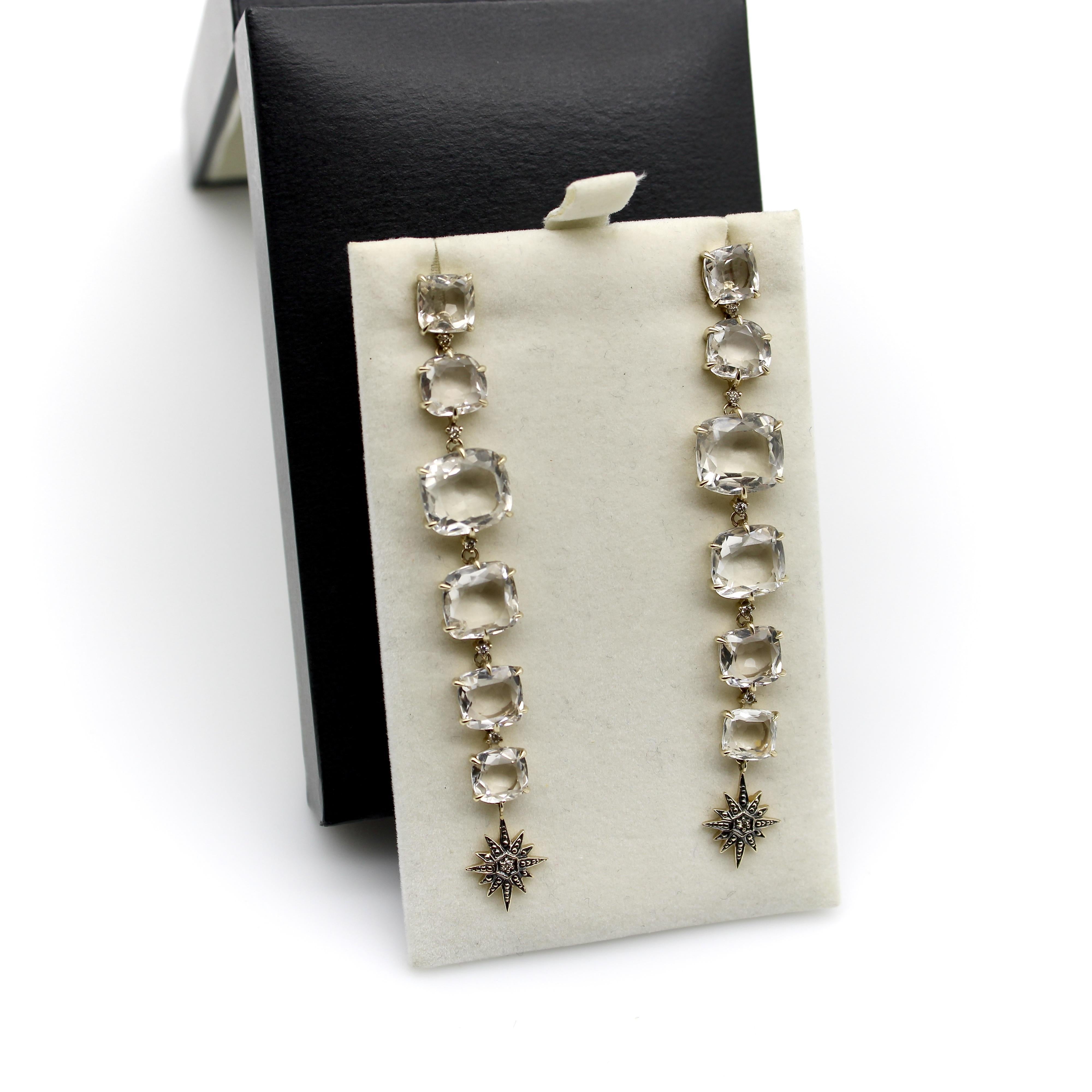 da uomo o donna H. Stern Orecchini a goccia in oro 18 carati con quarzo lunare e diamanti in vendita