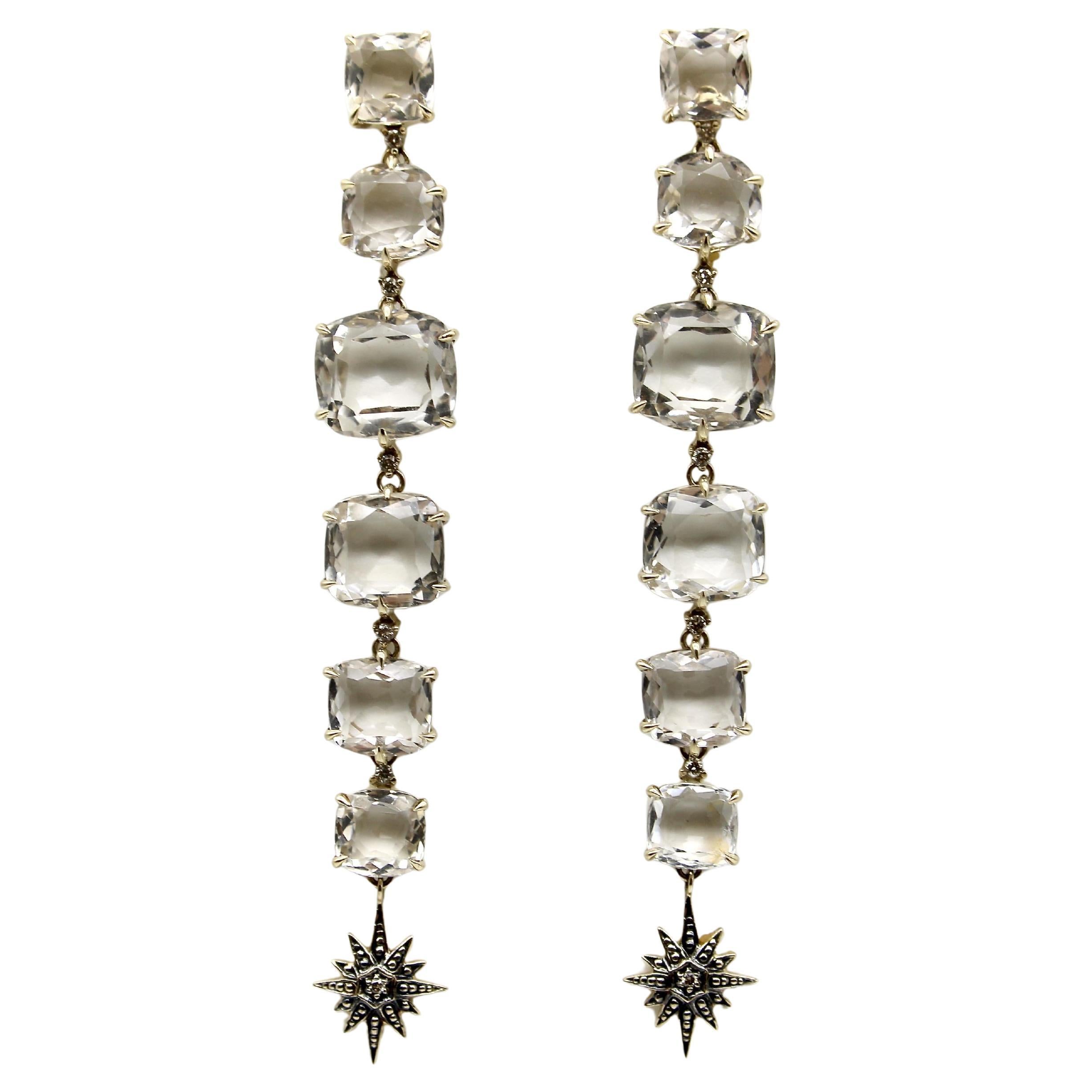 H. Stern Orecchini a goccia in oro 18 carati con quarzo lunare e diamanti in vendita