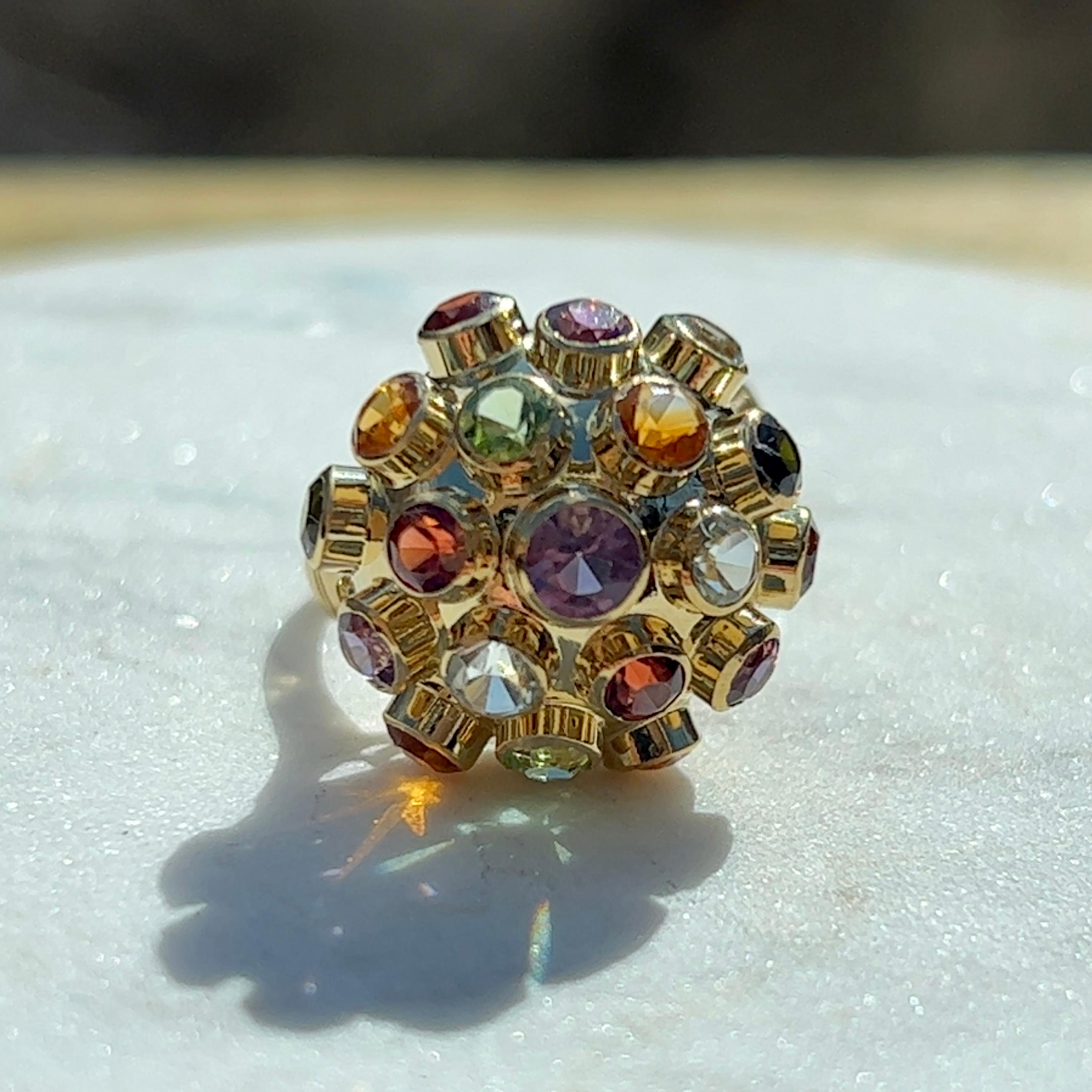 Women's H. Stern 18k Gold Multi-Gemstone Sputnik Ring