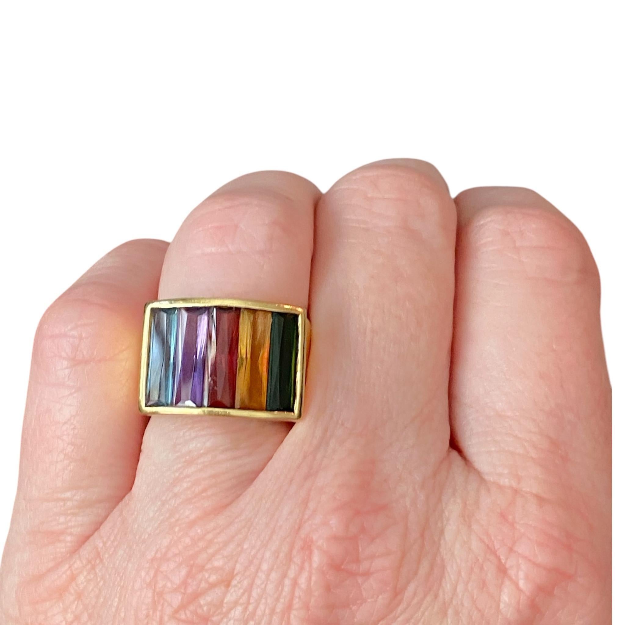 H. STERN 18K Rainbow Multicolor Gemstone Band Ring 4