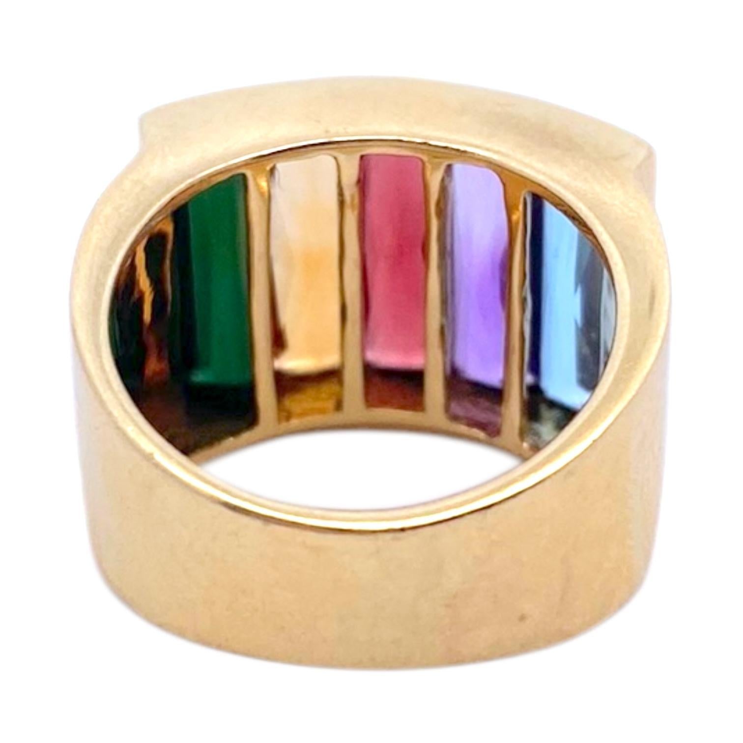 Mixed Cut H. STERN 18K Rainbow Multicolor Gemstone Band Ring