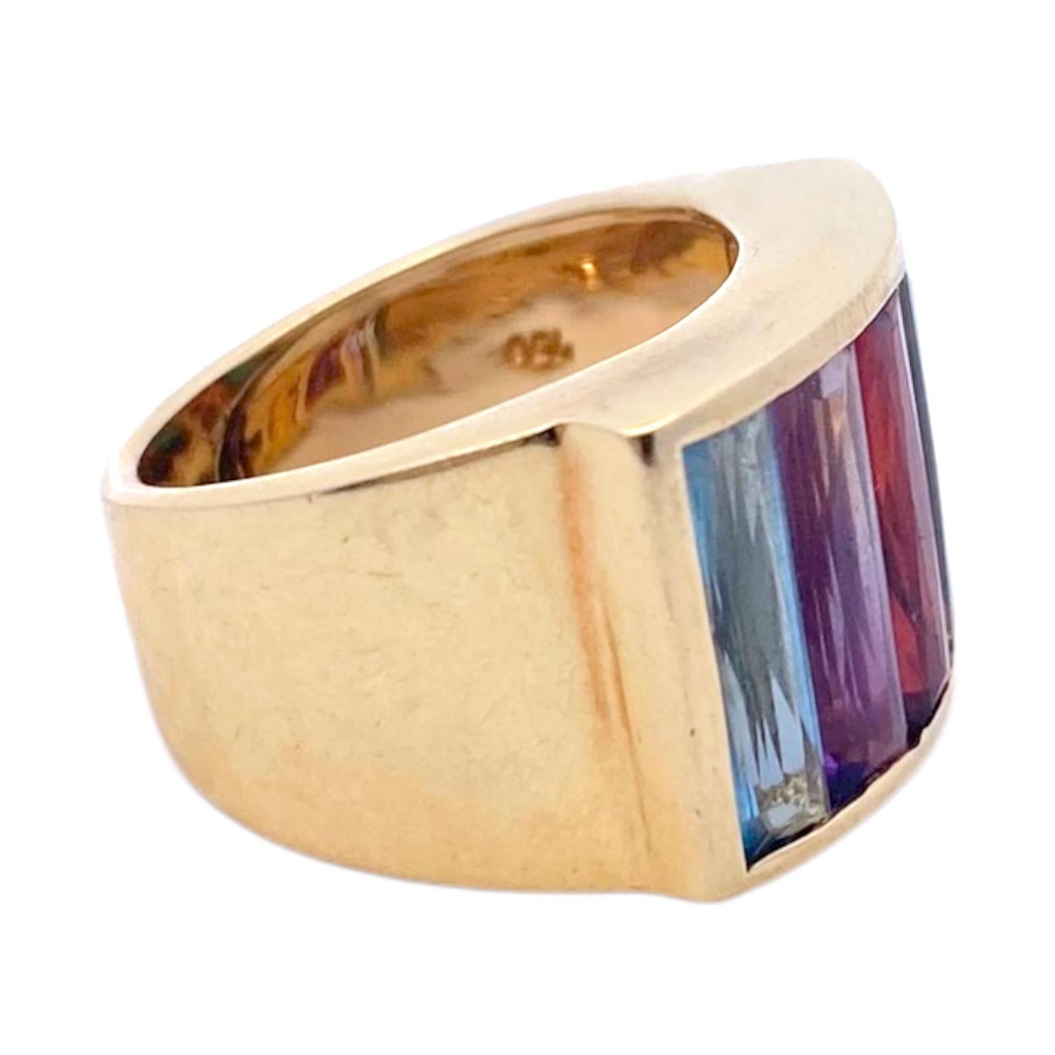 H. STERN 18K Rainbow Multicolor Gemstone Band Ring In Good Condition In Henderson, NV