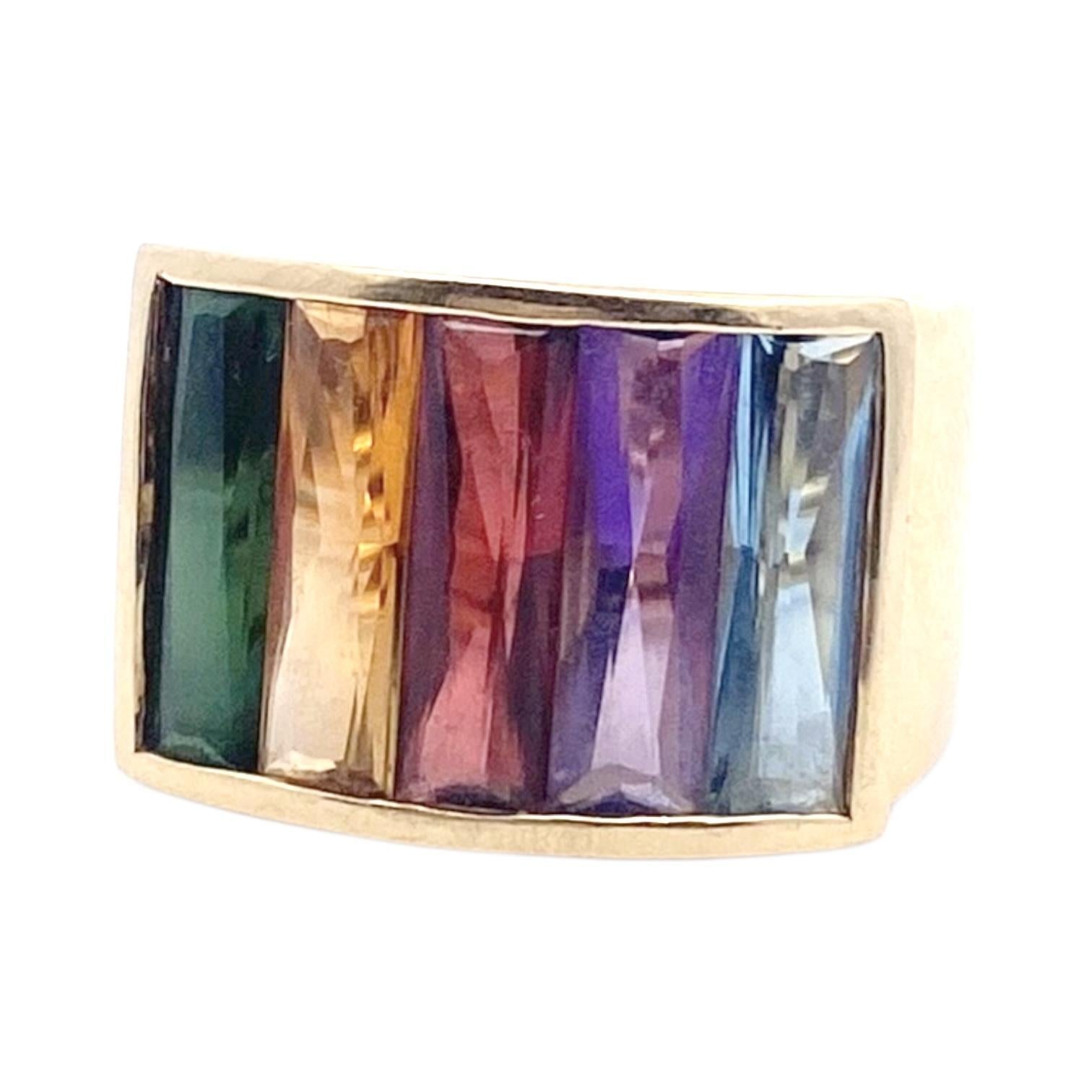 H. STERN 18K Rainbow Multicolor Gemstone Band Ring 1