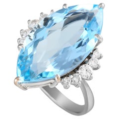 H. Stern 18K White Gold 0.35ct Diamond and Aquamarine Ring