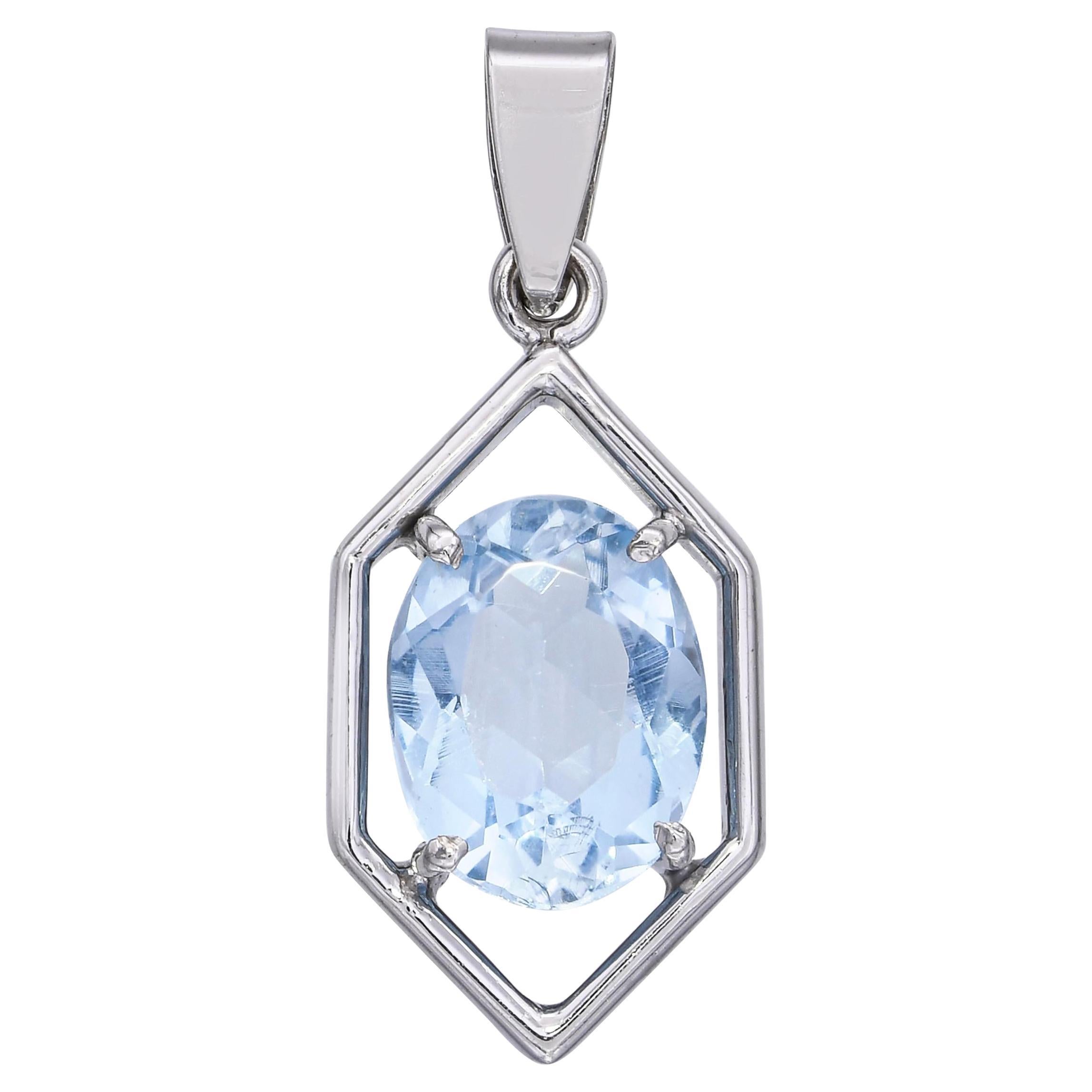 H. Stern Pendentif en or blanc 18k 1,51ct aigue-marine en vente
