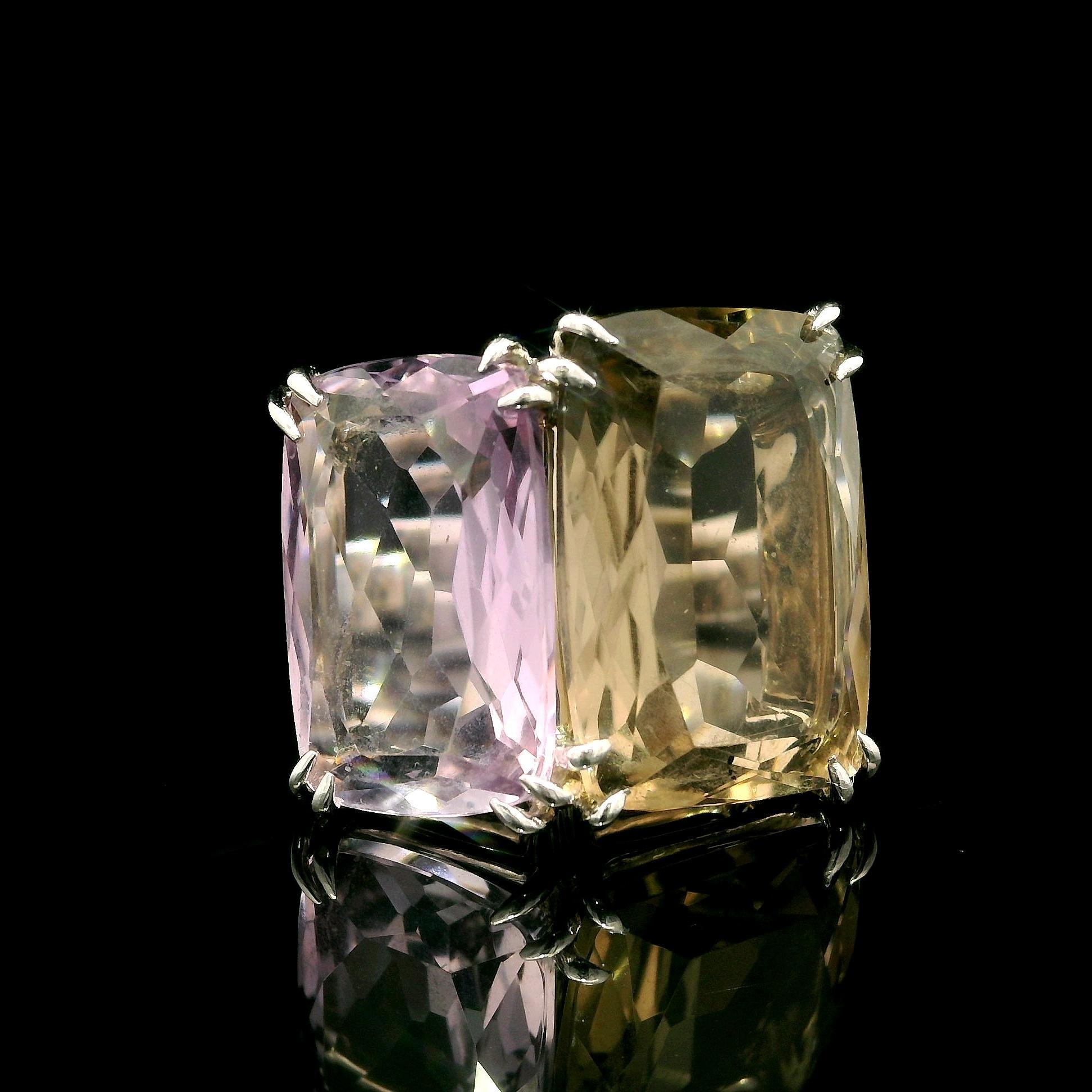 H. Anello Stern in oro bianco 18 carati con ametista, quarzo fumé e diamante a ciottoli in vendita 11