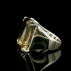 H. Stern 18k White Gold Amethyst Smoky Quartz & Diamond Cobblestone Noble Ring