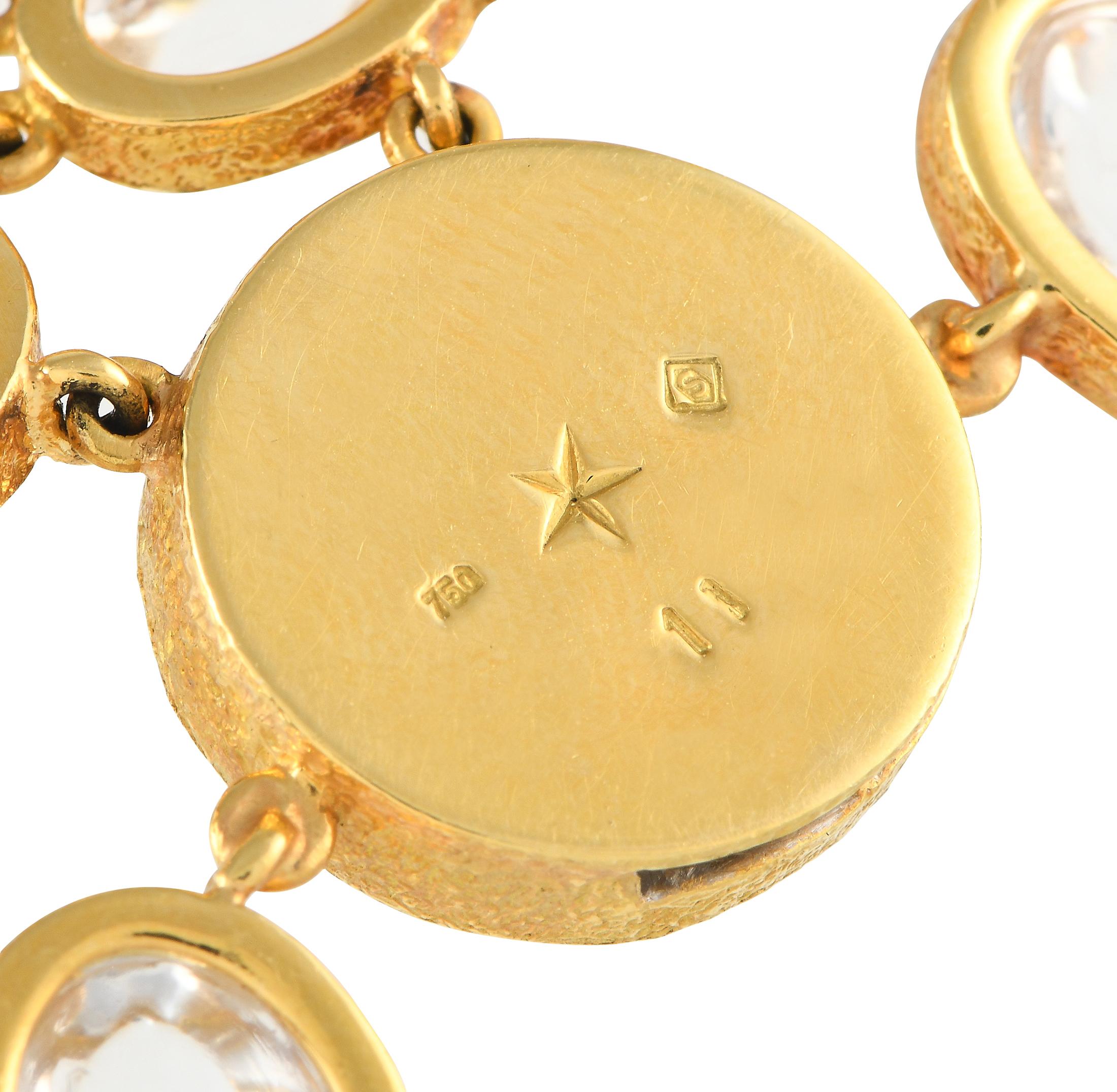 H. Stern 18K Yellow Gold 1.0ct Diamond and Rock Crystal Bracelet In Excellent Condition In Southampton, PA