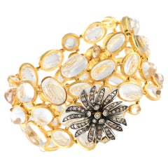 H. Stern Bracciale in oro giallo 18 carati con diamanti e cristalli di rocca da 1,0 carati