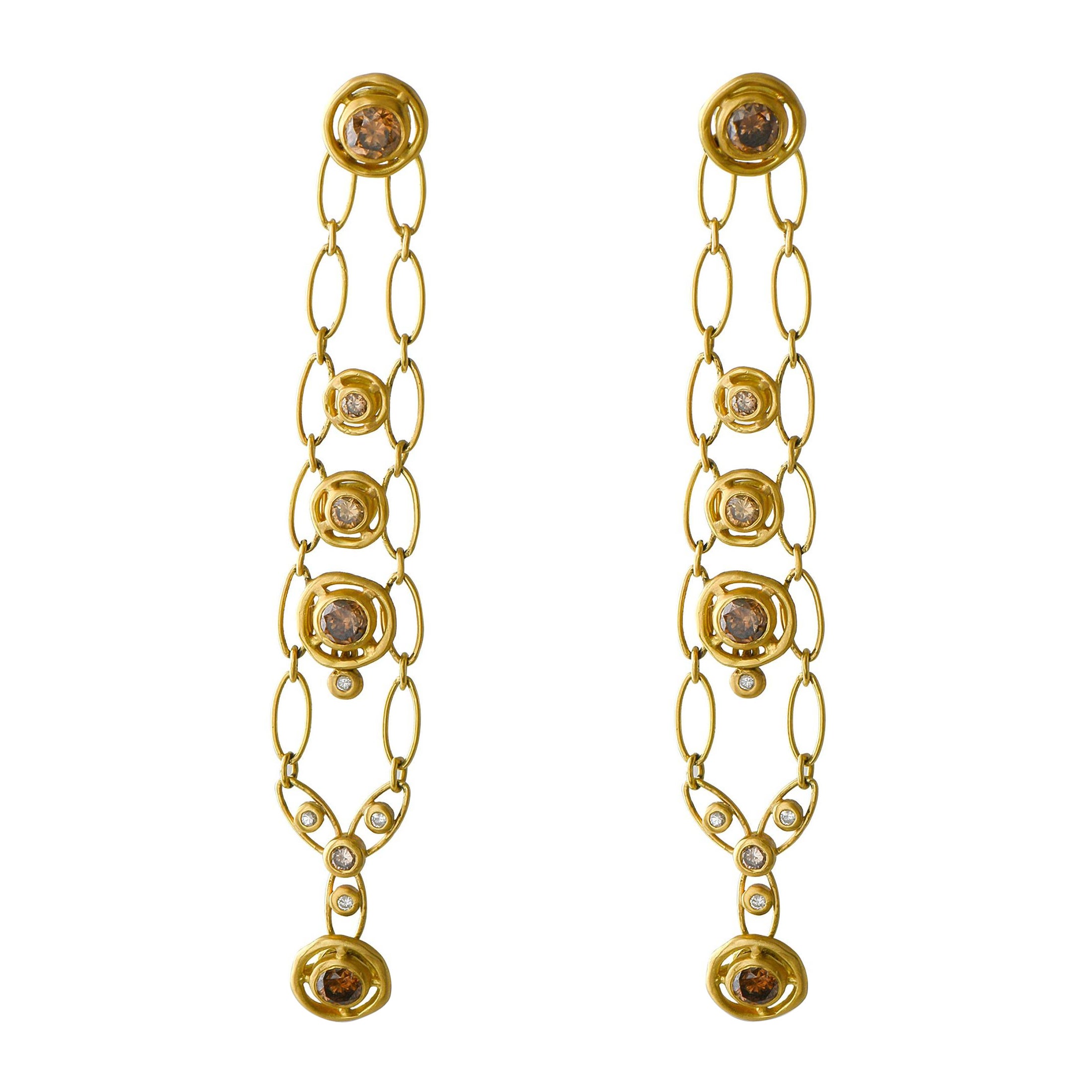 H. Stern 18K Yellow Gold 2.07ct Diamond Dangle Earrings