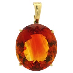 H. Stern 18k Yellow Gold 30ctw Vivid Orange Citrine Solitaire Pendant