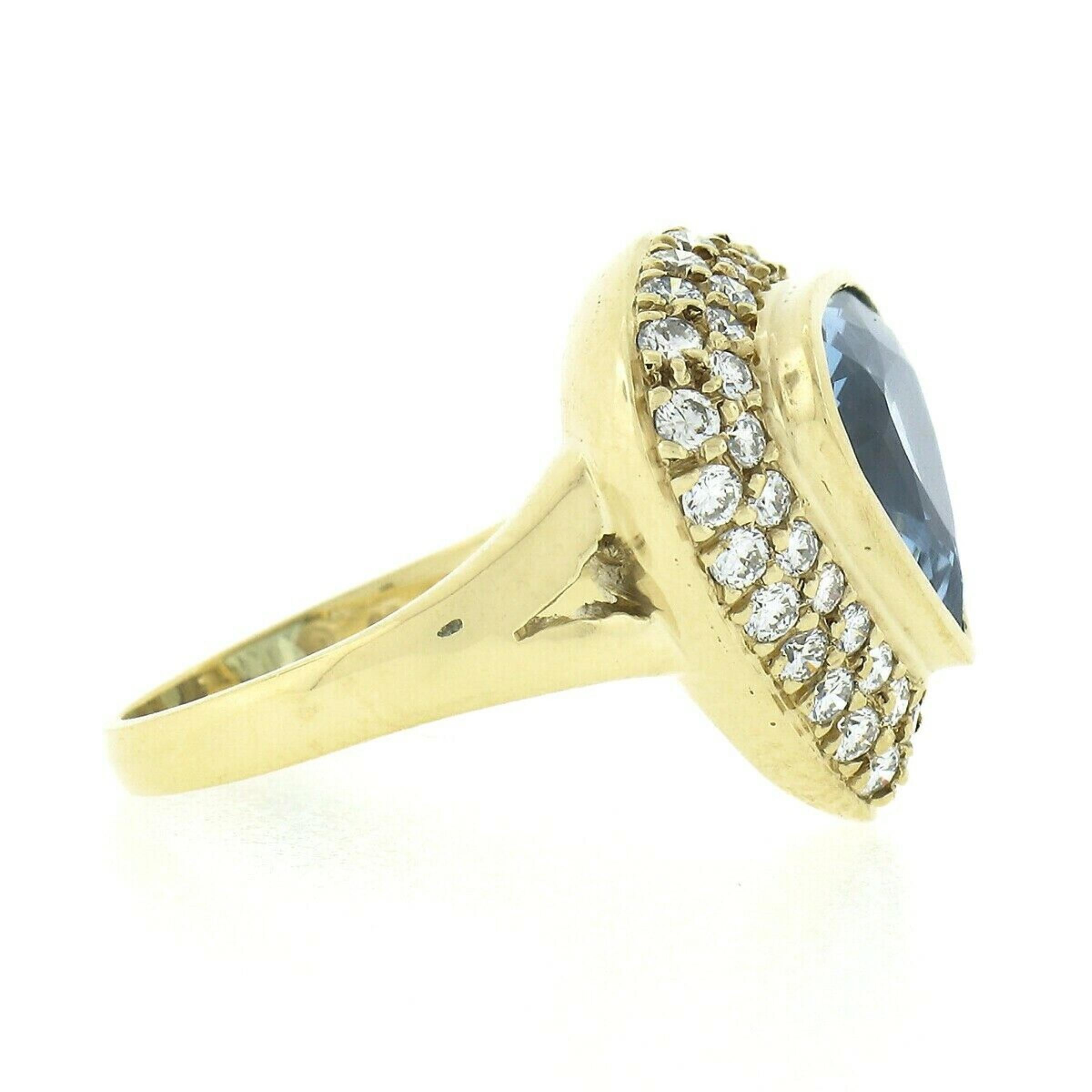 H. Stern 18k Yellow Gold 3.62ctw Bezel Pear Aquamarine & Diamond Cocktail Ring In Excellent Condition In Montclair, NJ