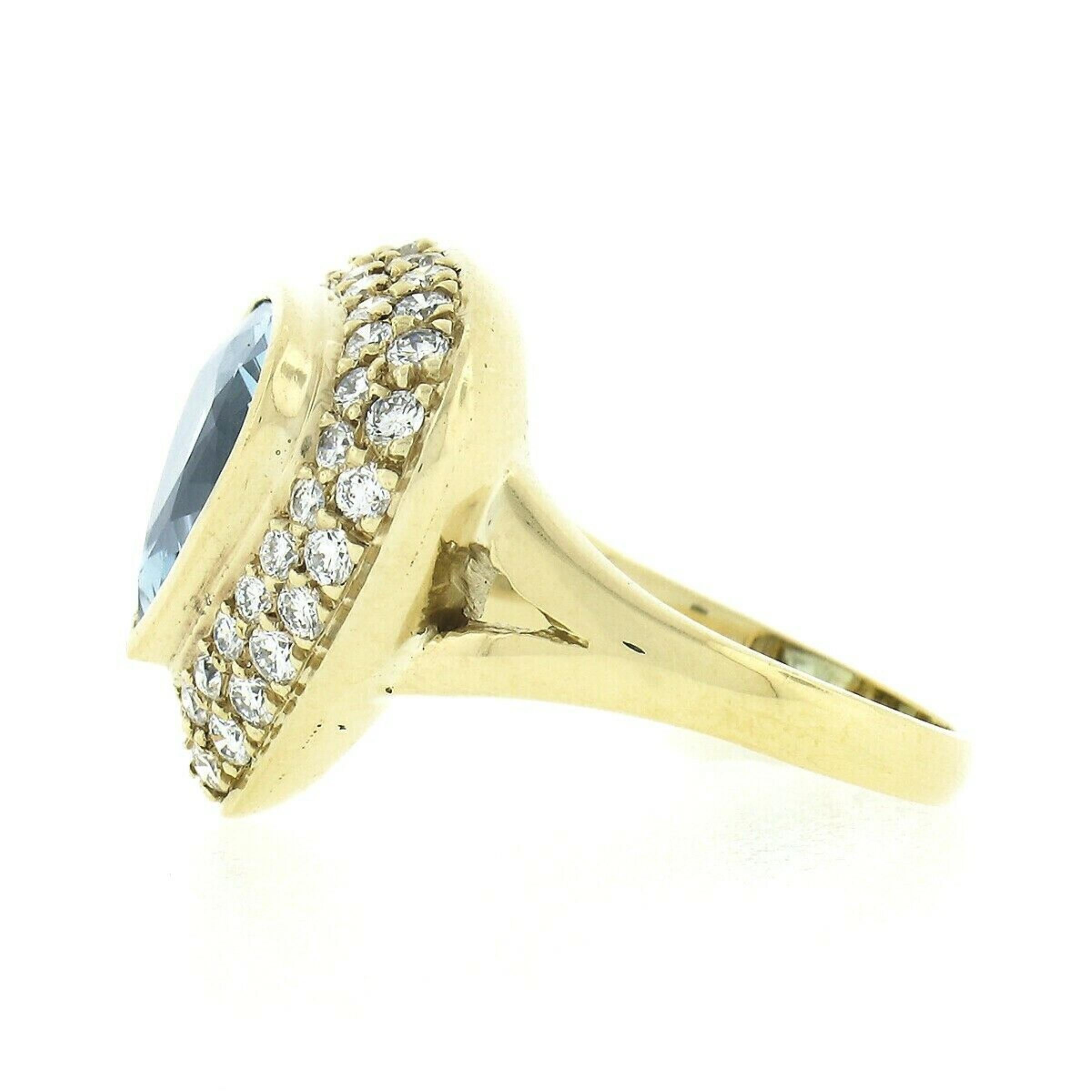 Women's H. Stern 18k Yellow Gold 3.62ctw Bezel Pear Aquamarine & Diamond Cocktail Ring