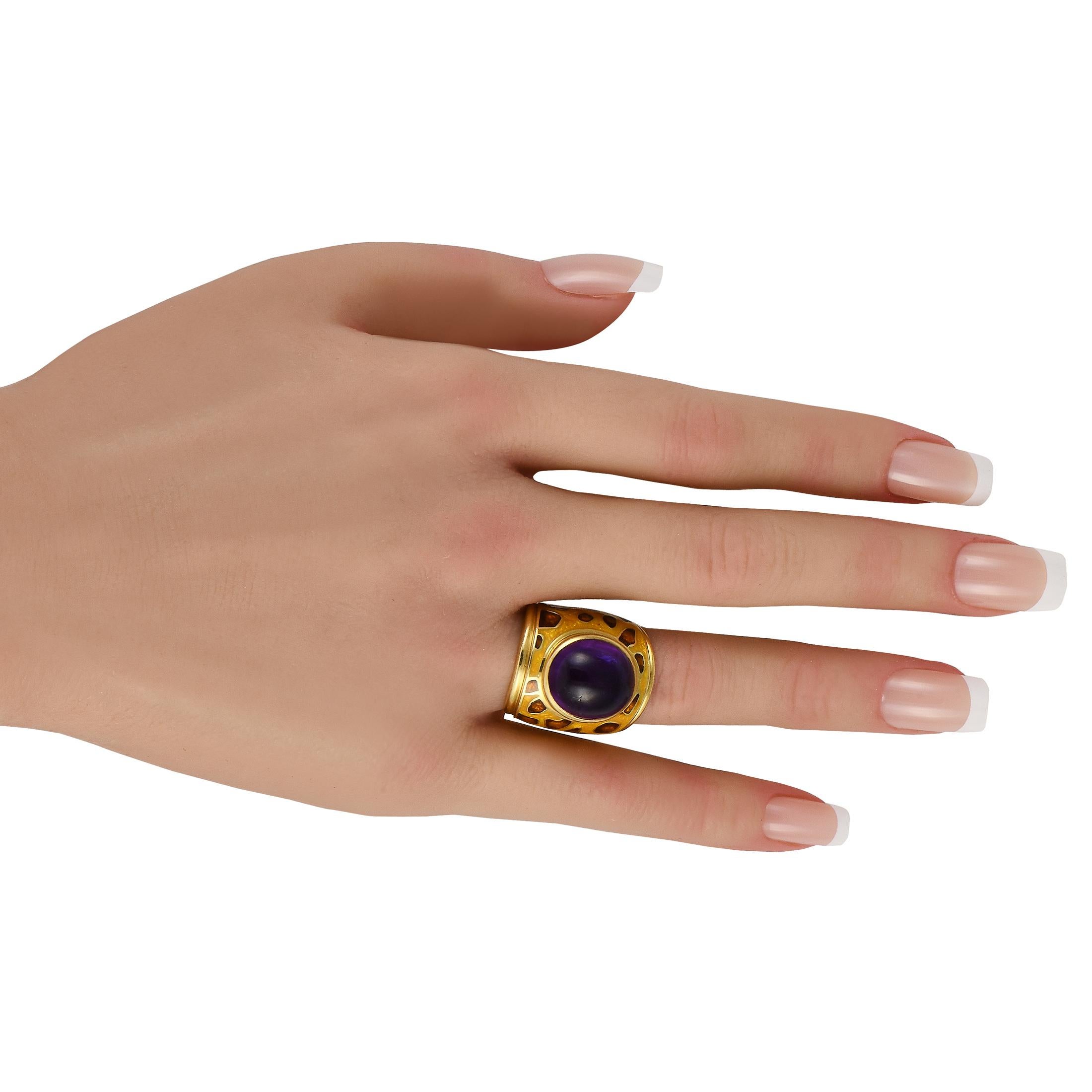 Round Cut H. Stern 18K Yellow Gold Amethyst Enameled Ring MF05-111524