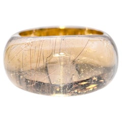 H Stern 18k Yellow Gold and Carved Rutilated Quartz Dome Ring