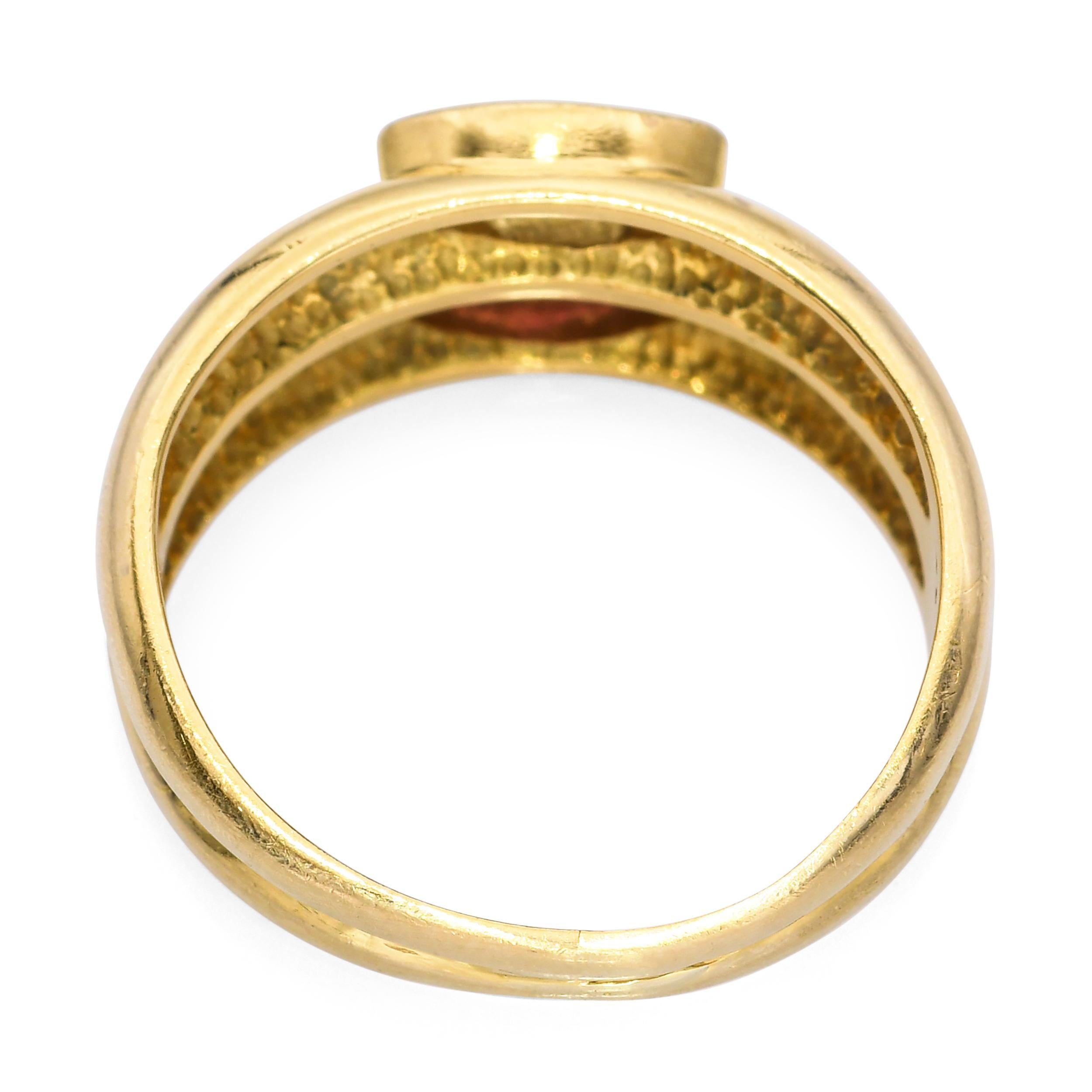H. Stern Bague à double anneau en or jaune 18k aigue-marine et grenat Pour femmes en vente