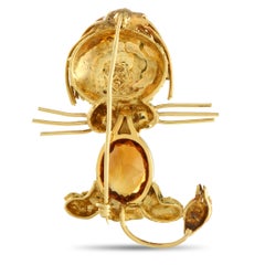 H. Stern 18K Yellow Gold Diamond and Citrine Lion Brooch