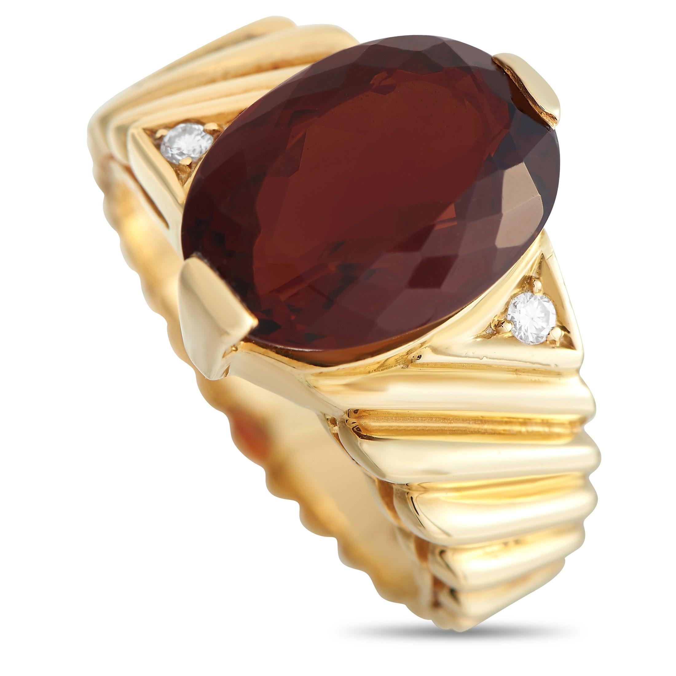 Ring aus 18 Karat Gelbgold mit Diamant und Granat von H. Stern im Zustand „Hervorragend“ in Southampton, PA
